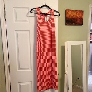 Red and White Striped Maxi Dress